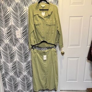 Skies Are Blue Olive Button Down Shirt